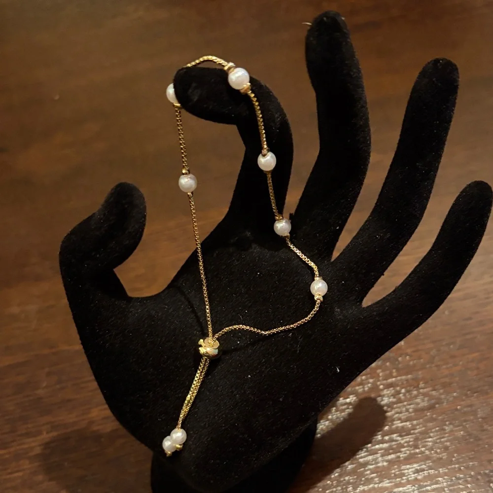 Gold Pearl Station Bracelet for Women - Picture 1 of 1